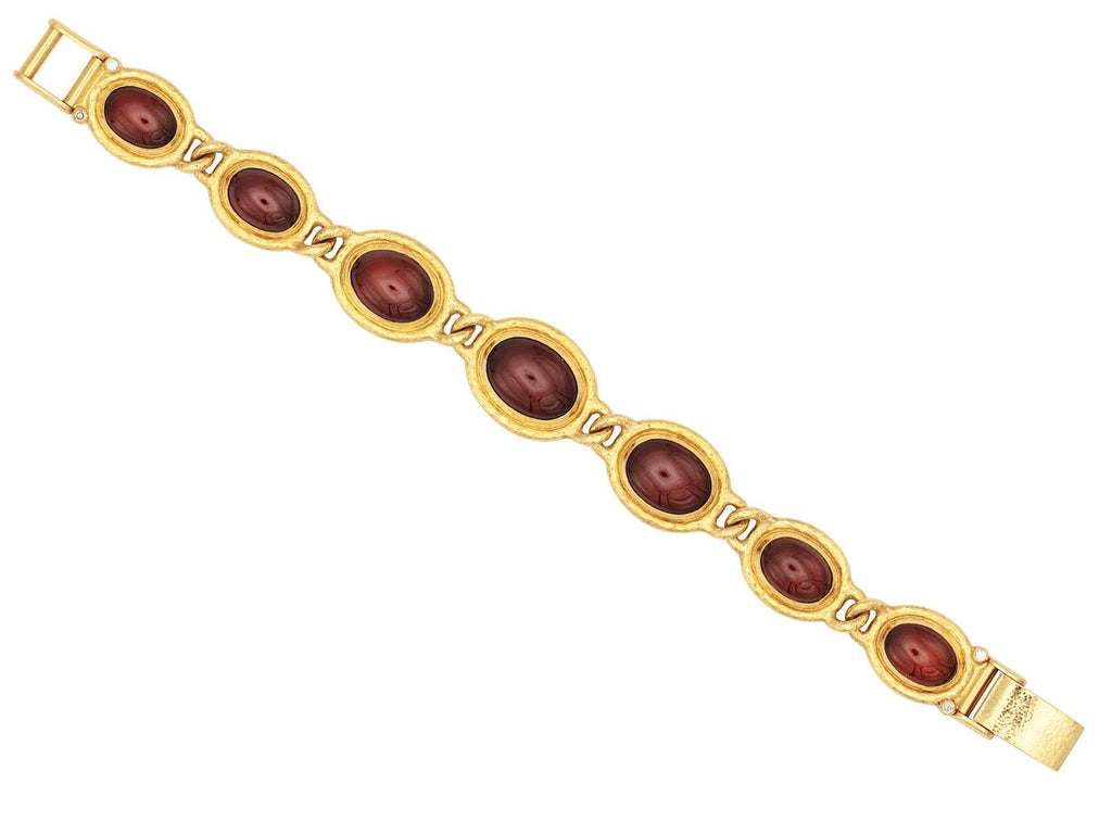 GURHAN, GURHAN Muse Gold Garnet All Around Single-Strand Bracelet, Mixed Cabochon Ovals set in Wide Frames