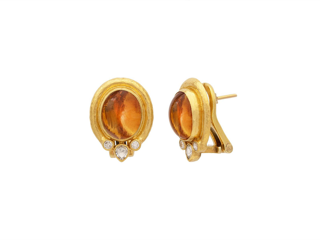 GURHAN, GURHAN Muse Gold Citrine Stud Earrings, 12x10mm Oval Set in Wide Frame