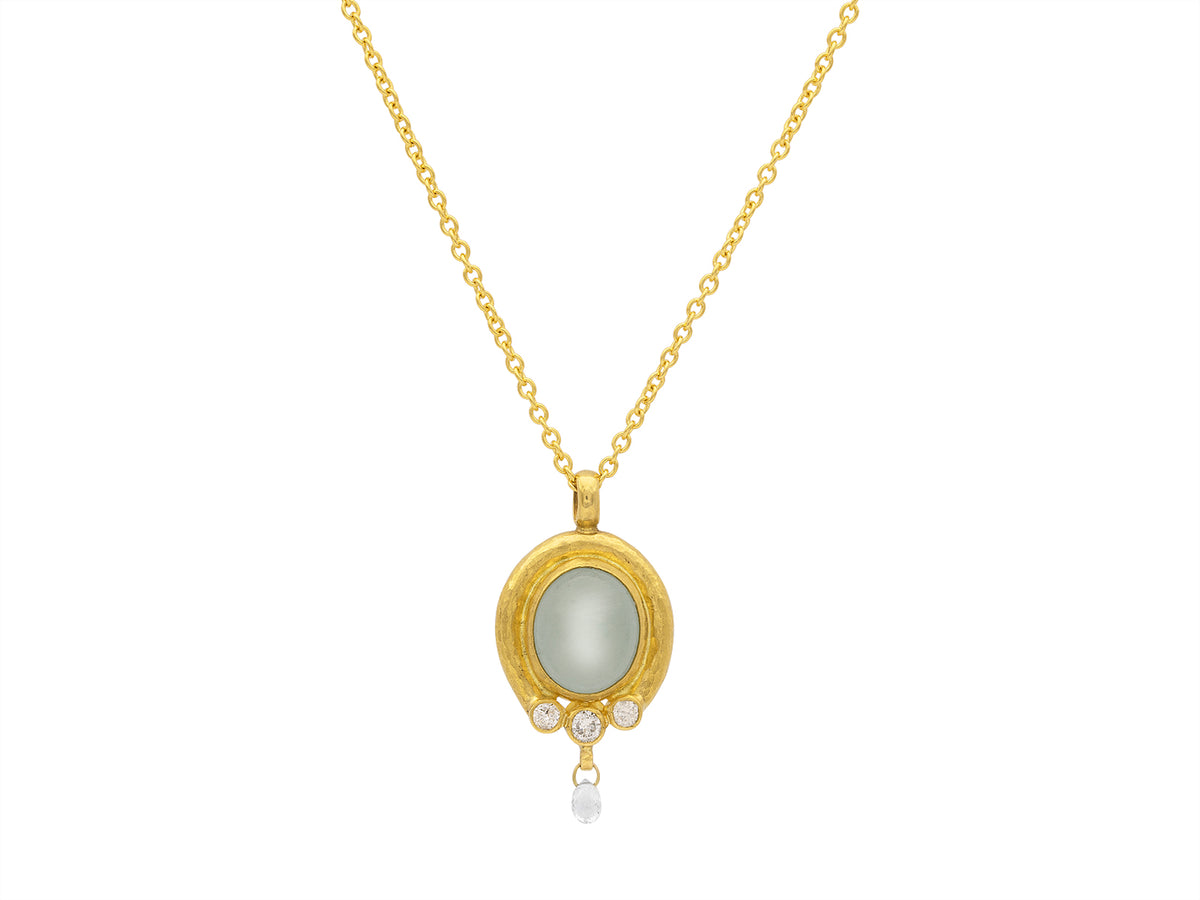 GURHAN, GURHAN Muse Gold Pendant Necklace, with Aquamarine and Diamond