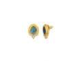GURHAN, GURHAN Muse Gold Post Stud Earrings, 11x9mm Amorphous set in Wide Frame, with Topaz and Diamond