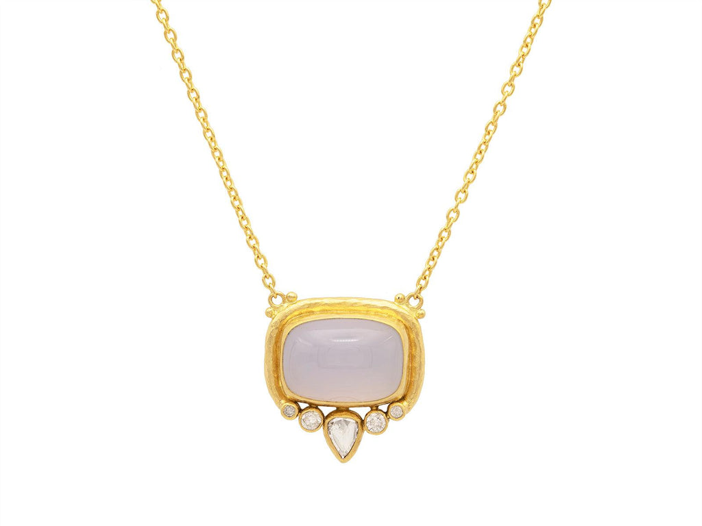 GURHAN, GURHAN Muse Gold Chalcedony Pendant Necklace, 18x13mm Cabochon set in Wide Frame