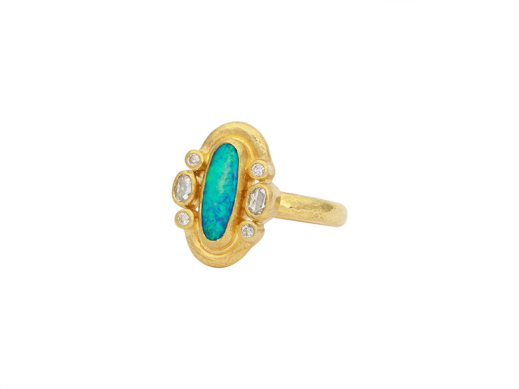 GURHAN, GURHAN Muse Gold Opal Cocktail Ring, 12x5mm Oval set in Wide Frame