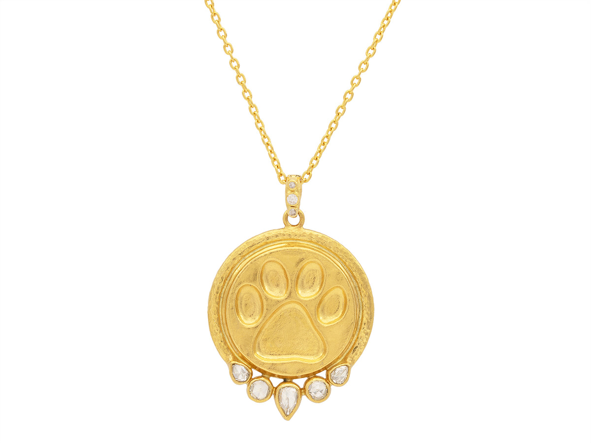 GURHAN, GURHAN Muse Gold Pendant Necklace, Paw Print, with Diamond