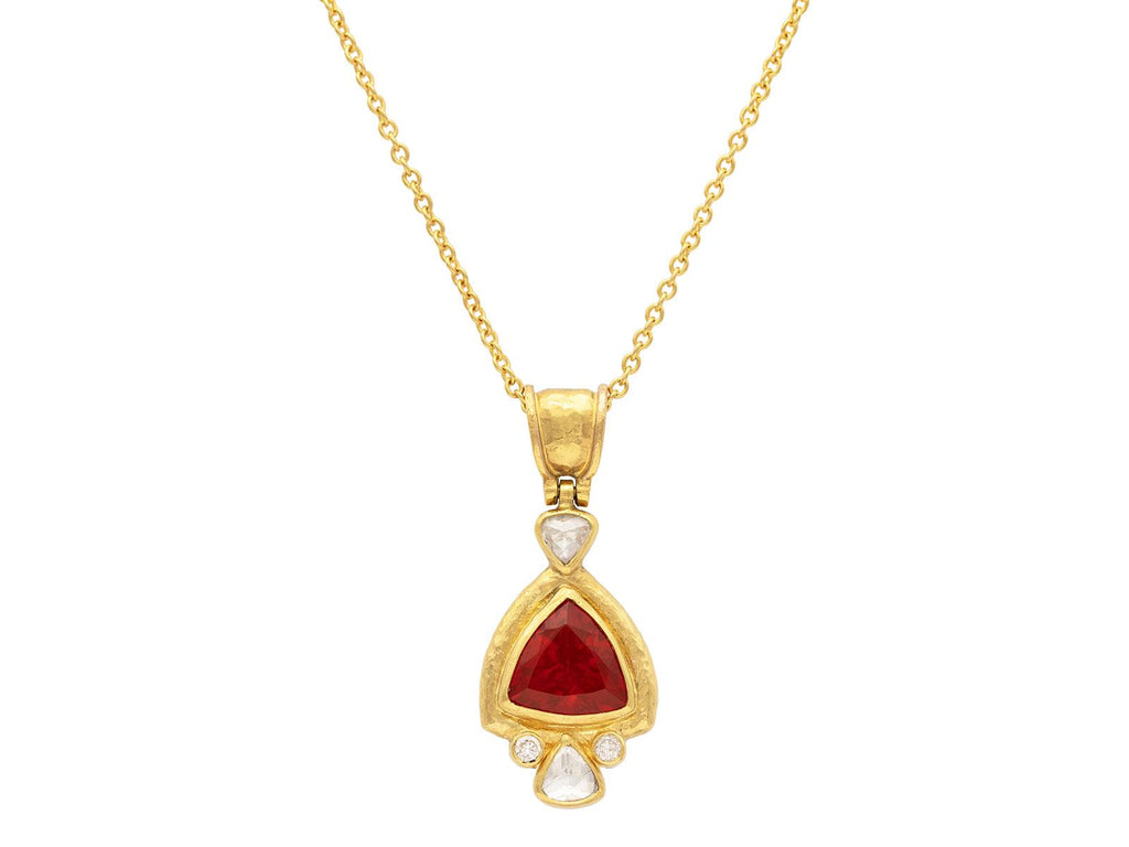 GURHAN, GURHAN Muse Gold Opal Pendant Necklace, 11mm Triangle set in Wide Frame