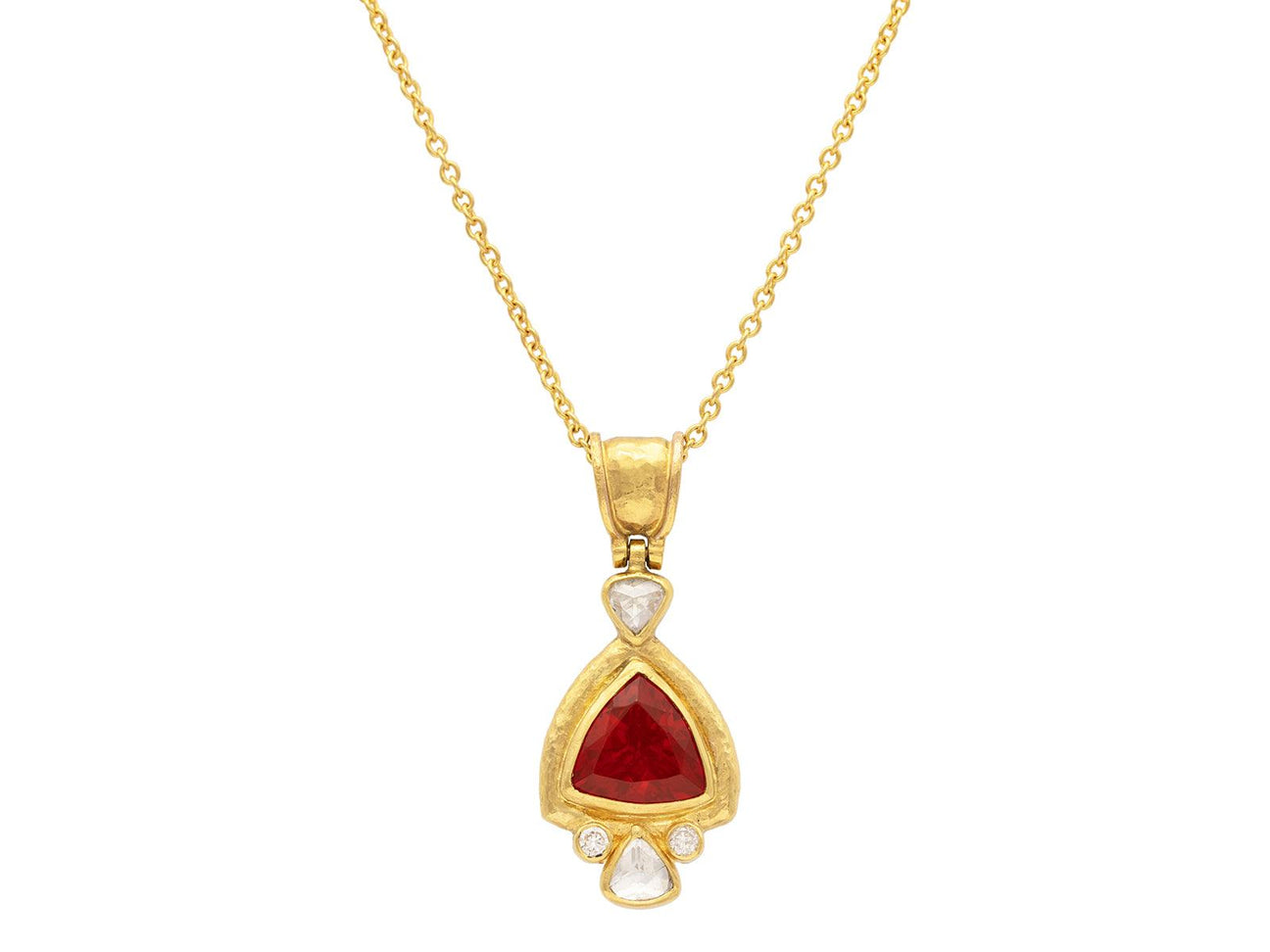 GURHAN, GURHAN Muse Gold Opal Pendant Necklace, 11mm Triangle set in Wide Frame