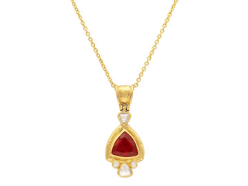 GURHAN, GURHAN Muse Gold Opal Pendant Necklace, 11mm Triangle set in Wide Frame