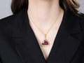 GURHAN, GURHAN Muse Gold Pendant Necklace, 25x20mm Triangle Set in Wide Frame, with Ruby and Diamond