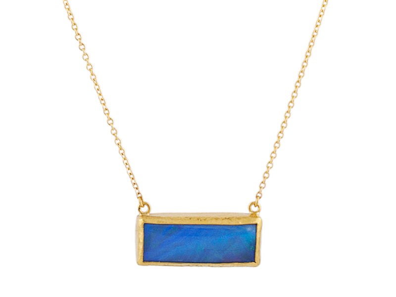 GURHAN, GURHAN Rune Gold Bar Necklace,  with Opal