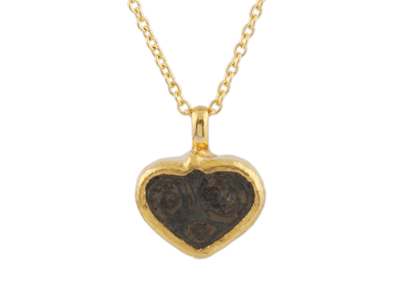 GURHAN, GURHAN Romance Gold Pendant Necklace, Heart-Shaped, with Bronze Decoration