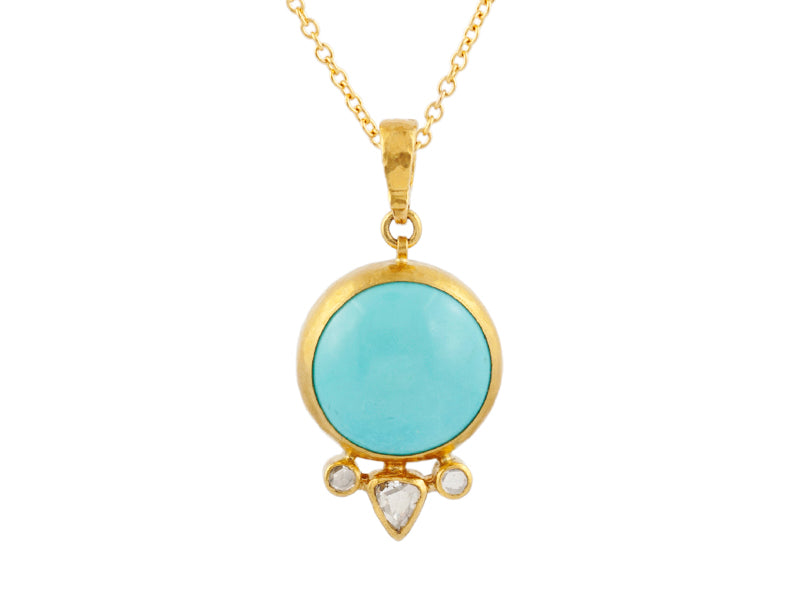 GURHAN, GURHAN Rune Gold Pendant Necklace,  with Turquoise