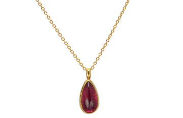 GURHAN, GURHAN Rune Gold Tourmaline Pendant Necklace, 16x9mm Teardrop