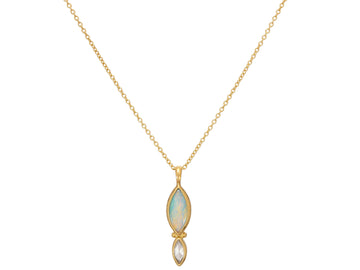 GURHAN, GURHAN Rune Gold Pendant Necklace, 12x6mm Marquise, with Opal and Diamond