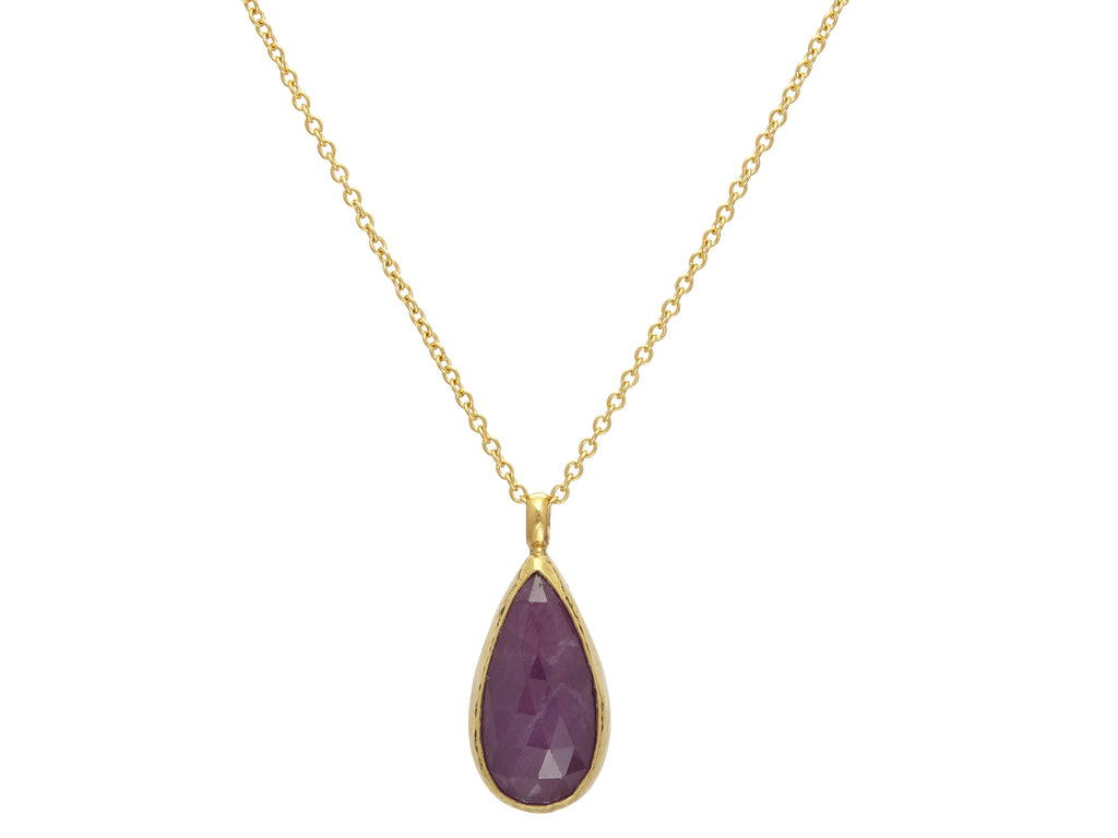 GURHAN, GURHAN Prism Gold Ruby Pendant Necklace, 23x12mm Teardrop