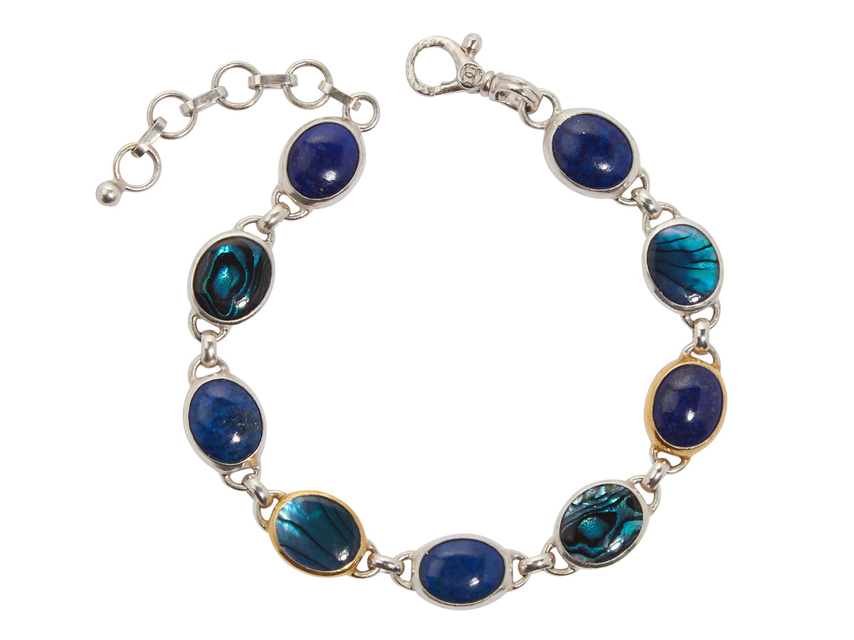 GURHAN, GURHAN Galapagos Sterling Silver All Around Bracelet, Lapis, Gold Accents