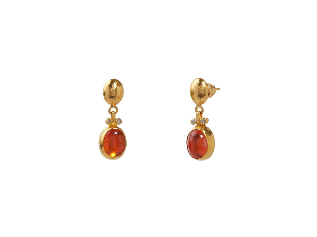 GURHAN, GURHAN Rune Gold Opal Single Drop Earrings, 11x9mm Oval on Post Top