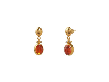 GURHAN, GURHAN Rune Gold Opal Single Drop Earrings, 11x9mm Oval on Post Top
