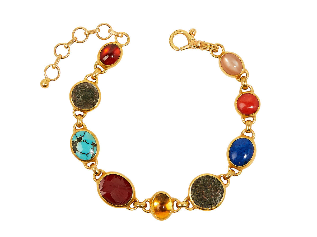 GURHAN, GURHAN Antiquities Gold Single-Strand Statement Bracelet, Mixed Round and Oval, Mixed Antiquities