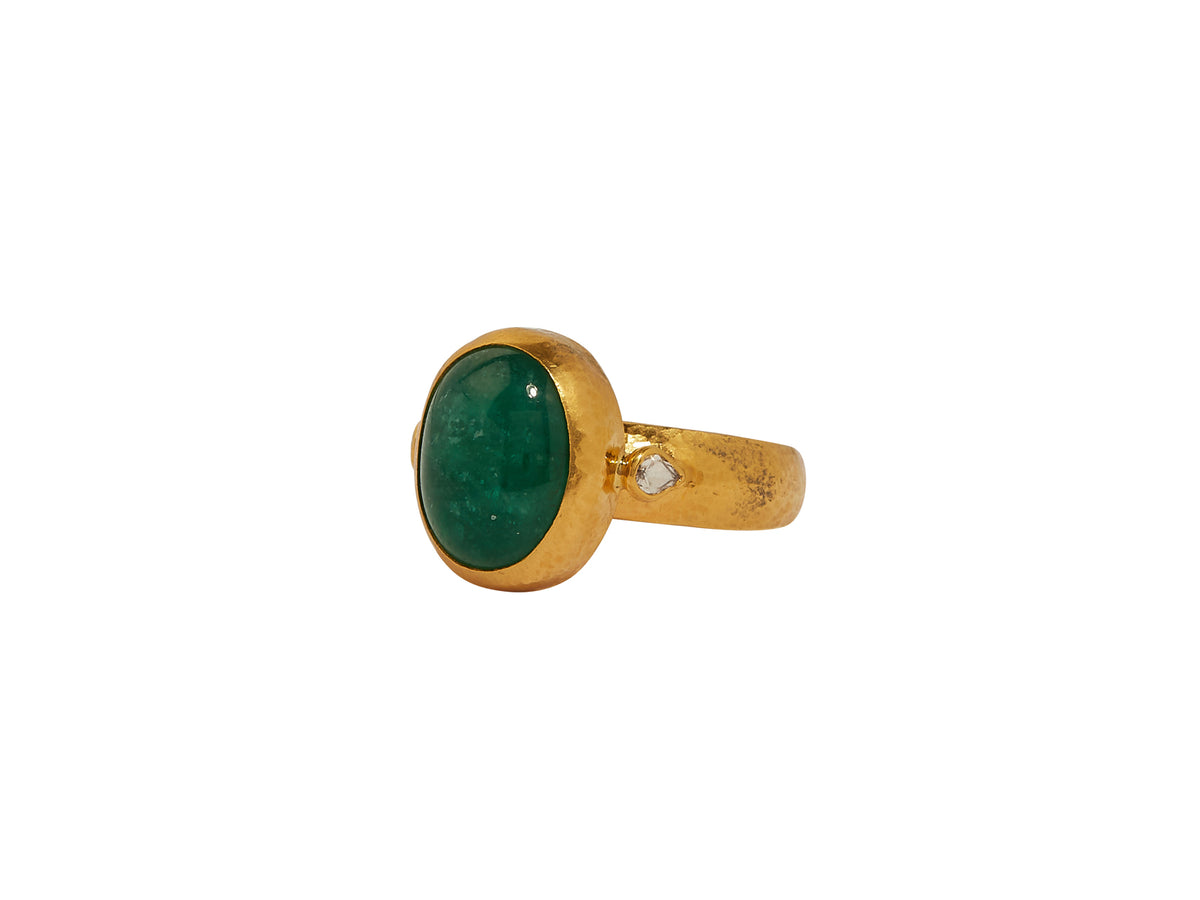 GURHAN, GURHAN Rune Gold Stone Ring,  with Emerald