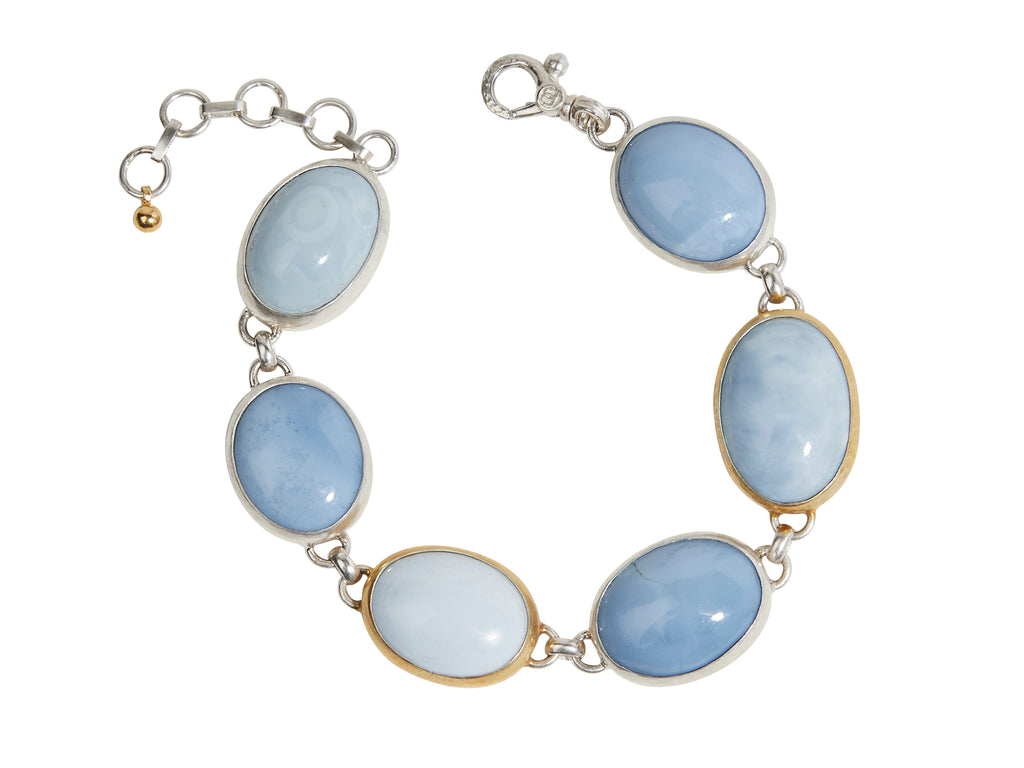 GURHAN, GURHAN Galapagos Sterling Silver Opal All Around Single-Strand Bracelet, Large Oval Cabochons, Gold Accents