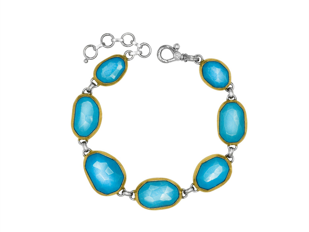 GURHAN, GURHAN Elements Sterling Silver All Around Bracelet, Mixed Amorphous Shapes, with Turquoise & Gold Accents