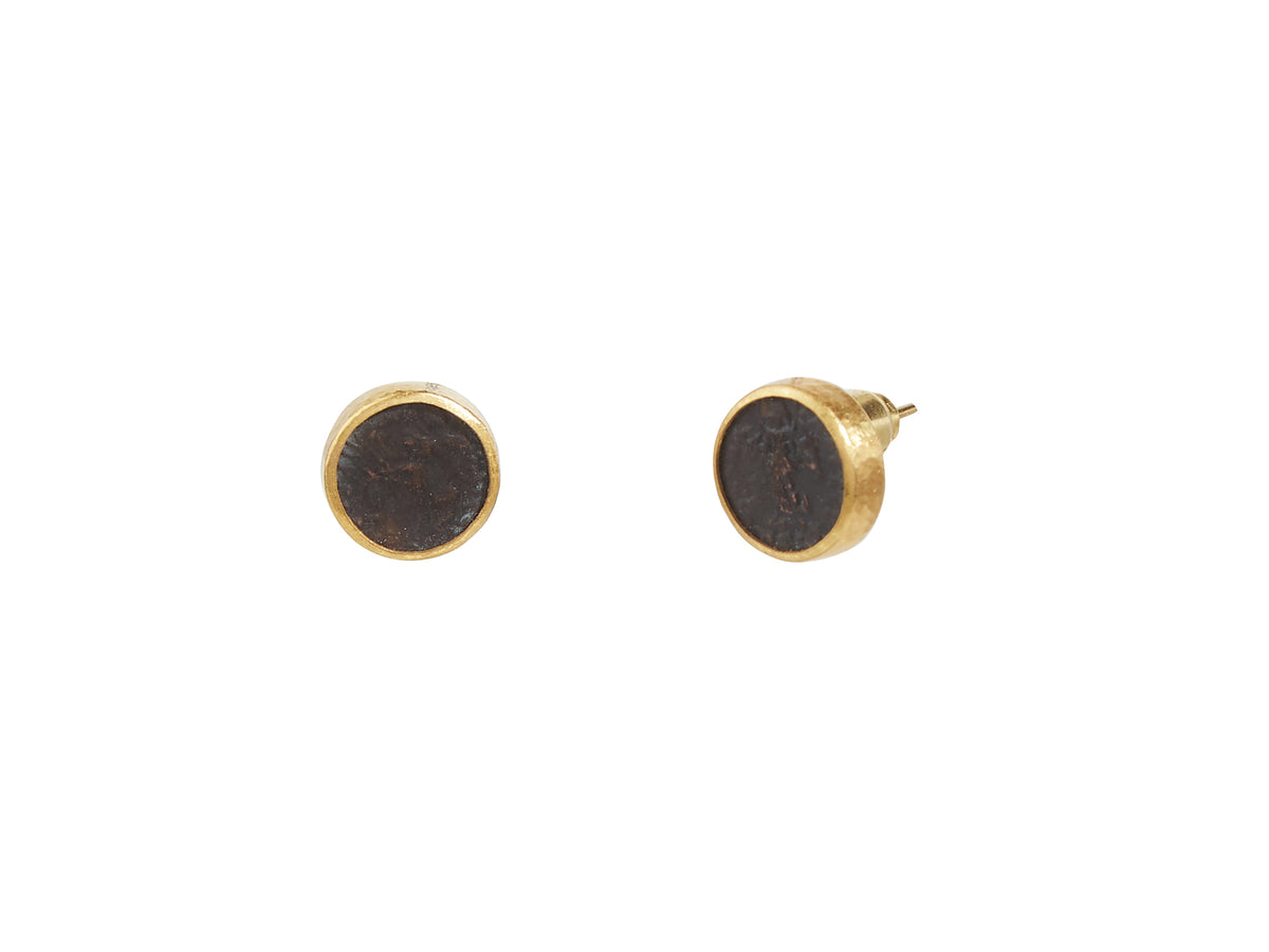 GURHAN, GURHAN Antiquities Gold Post Stud Earrings, 11mm Round, with Coins