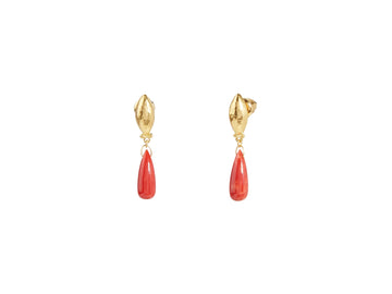 GURHAN, GURHAN Dew Hue Gold Charm Earrings,  with Coral