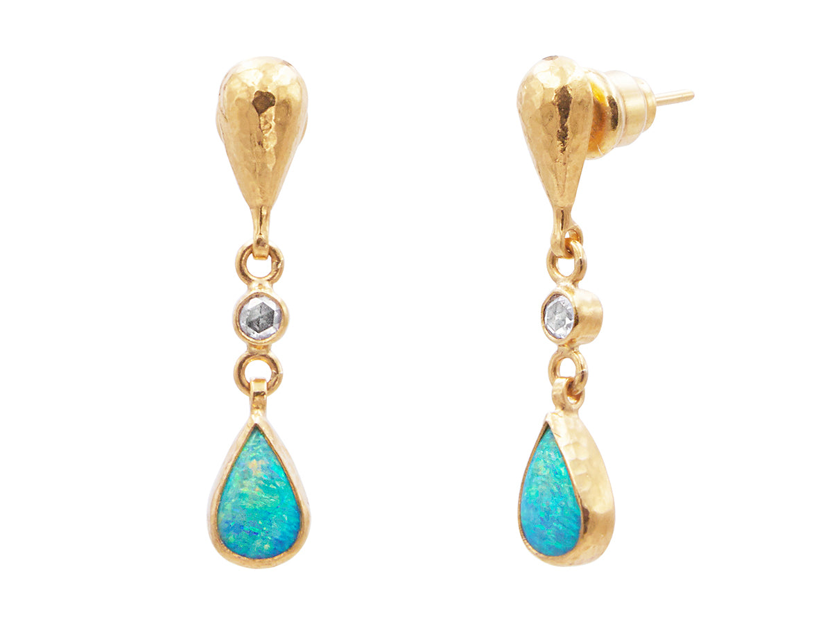 GURHAN, GURHAN Rune Gold Drop Earrings,  with Opal