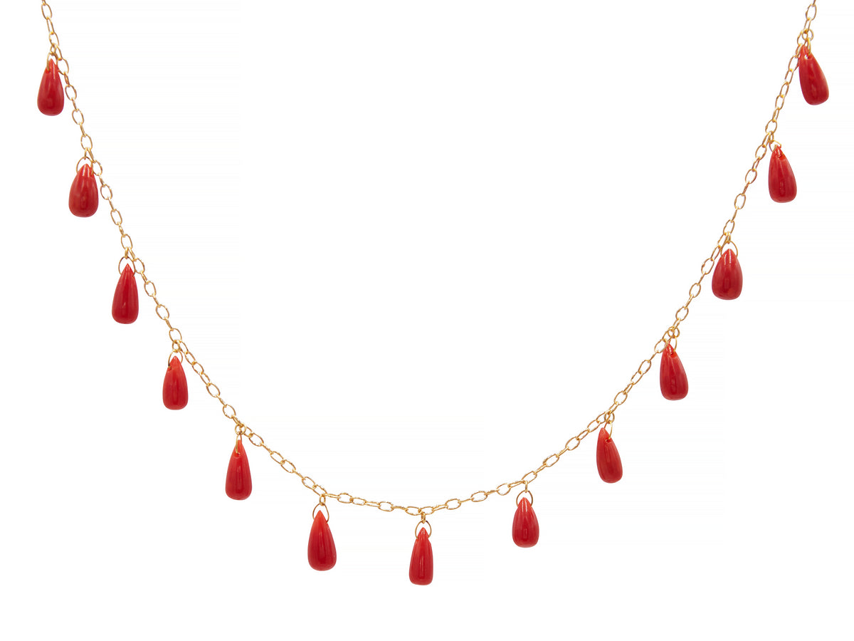 GURHAN, GURHAN Dew Hue Gold Charm Necklace,  with Coral