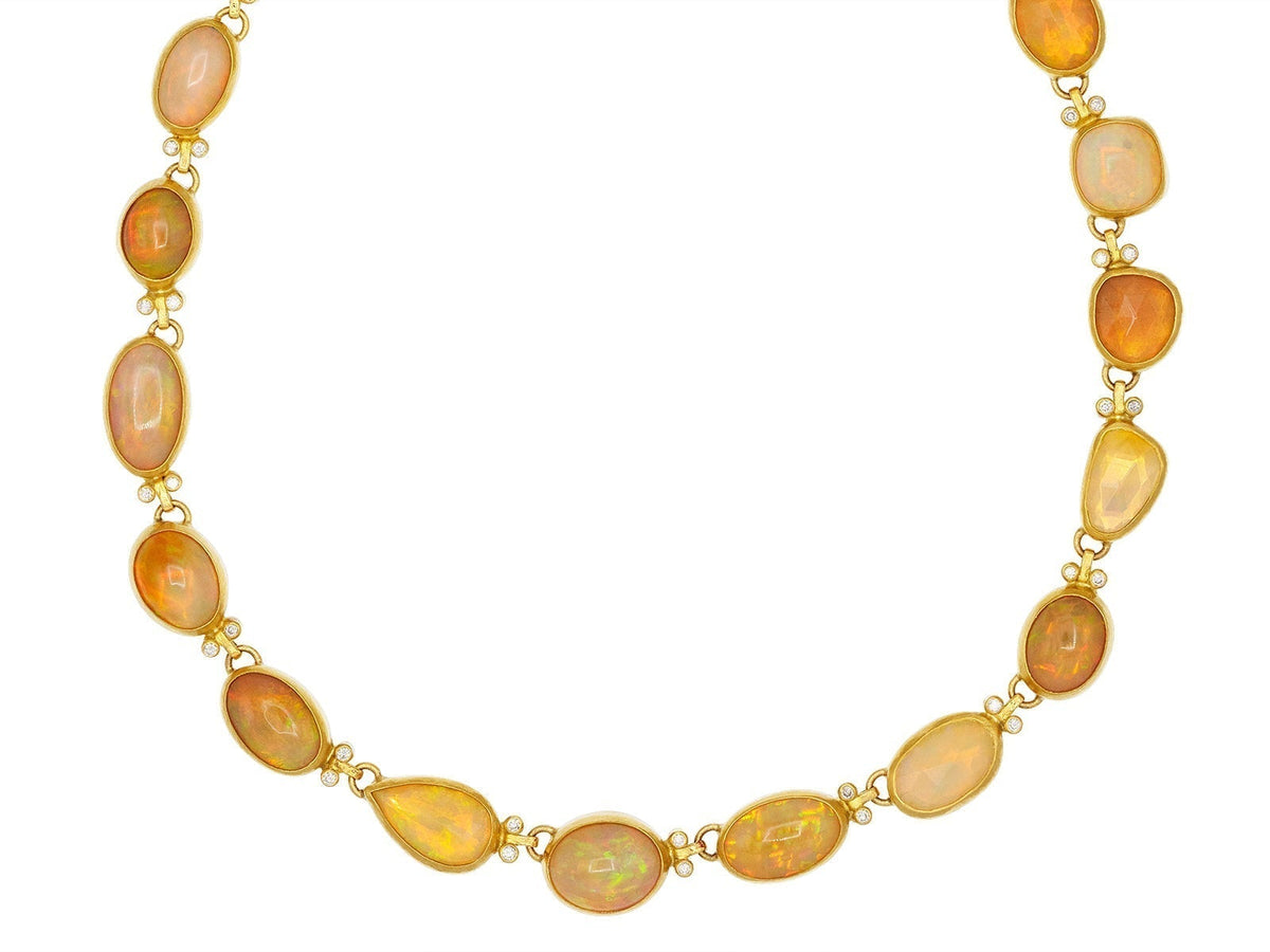 GURHAN, GURHAN Rune Gold All Around Necklace, Mixed Amorphous Shapes, with Ethiopian Opal and Diamond