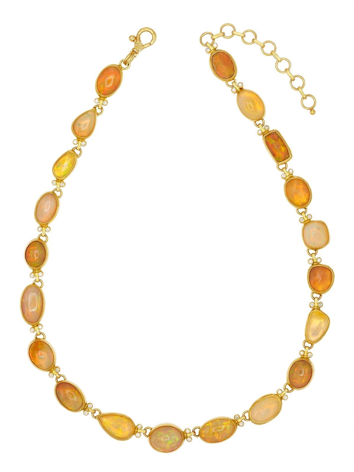 GURHAN, GURHAN Rune Gold All Around Necklace, Mixed Amorphous Shapes, with Ethiopian Opal and Diamond
