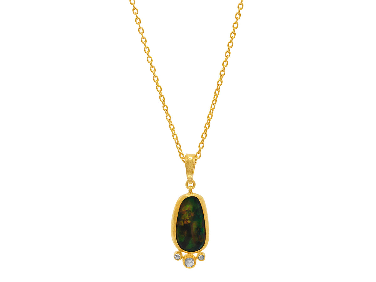 GURHAN, GURHAN Elements Gold Pendant Necklace, Amorphous Rosecut, with Opal and Diamond