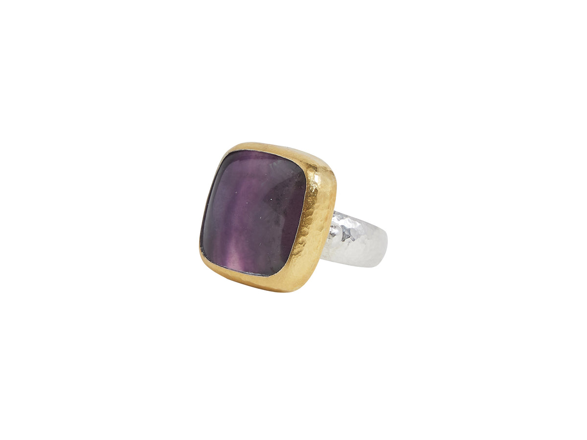 GURHAN, GURHAN Galapagos Sterling Silver Cocktail Ring, Fluorite, Gold Accents