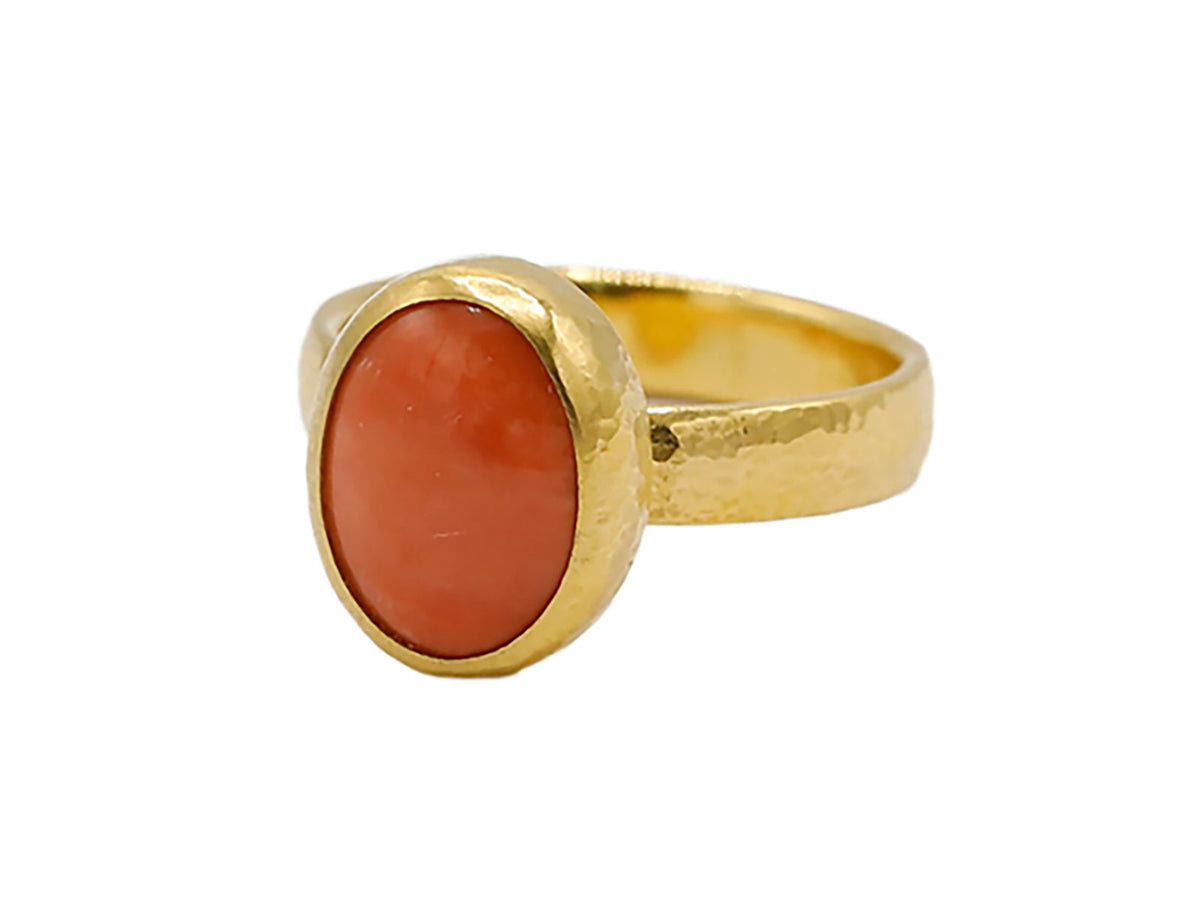 GURHAN, GURHAN Rune Gold Stone Ring,  with Coral