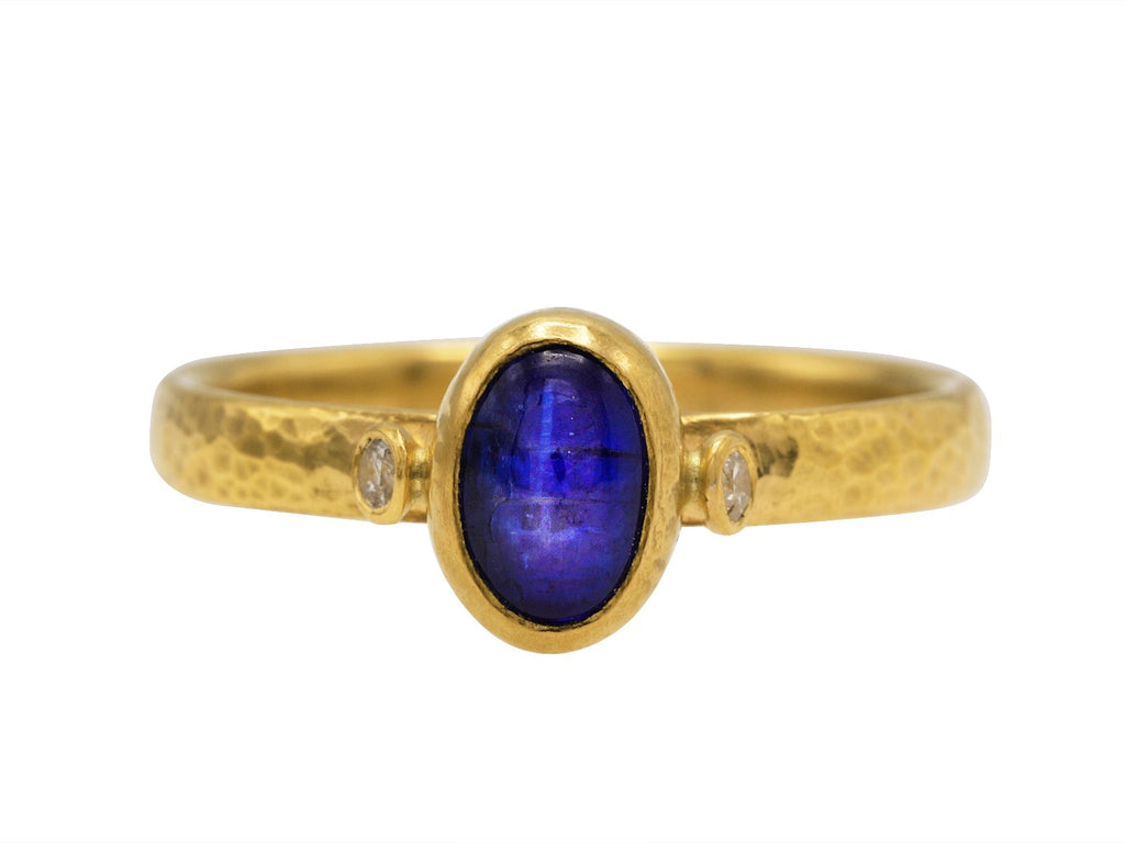 GURHAN, GURHAN Rune Gold Center Stone Ring, 7x5mm Oval, with Kyanite and Diamond