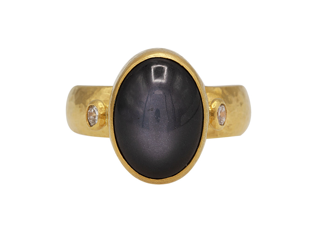 GURHAN, GURHAN Rune Gold Center Stone Ring,  with Moonstone and Diamond