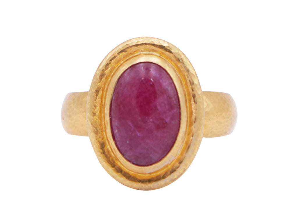 GURHAN, GURHAN Rune Gold Ruby Center Stone Cocktail Ring, 14x8mm Oval