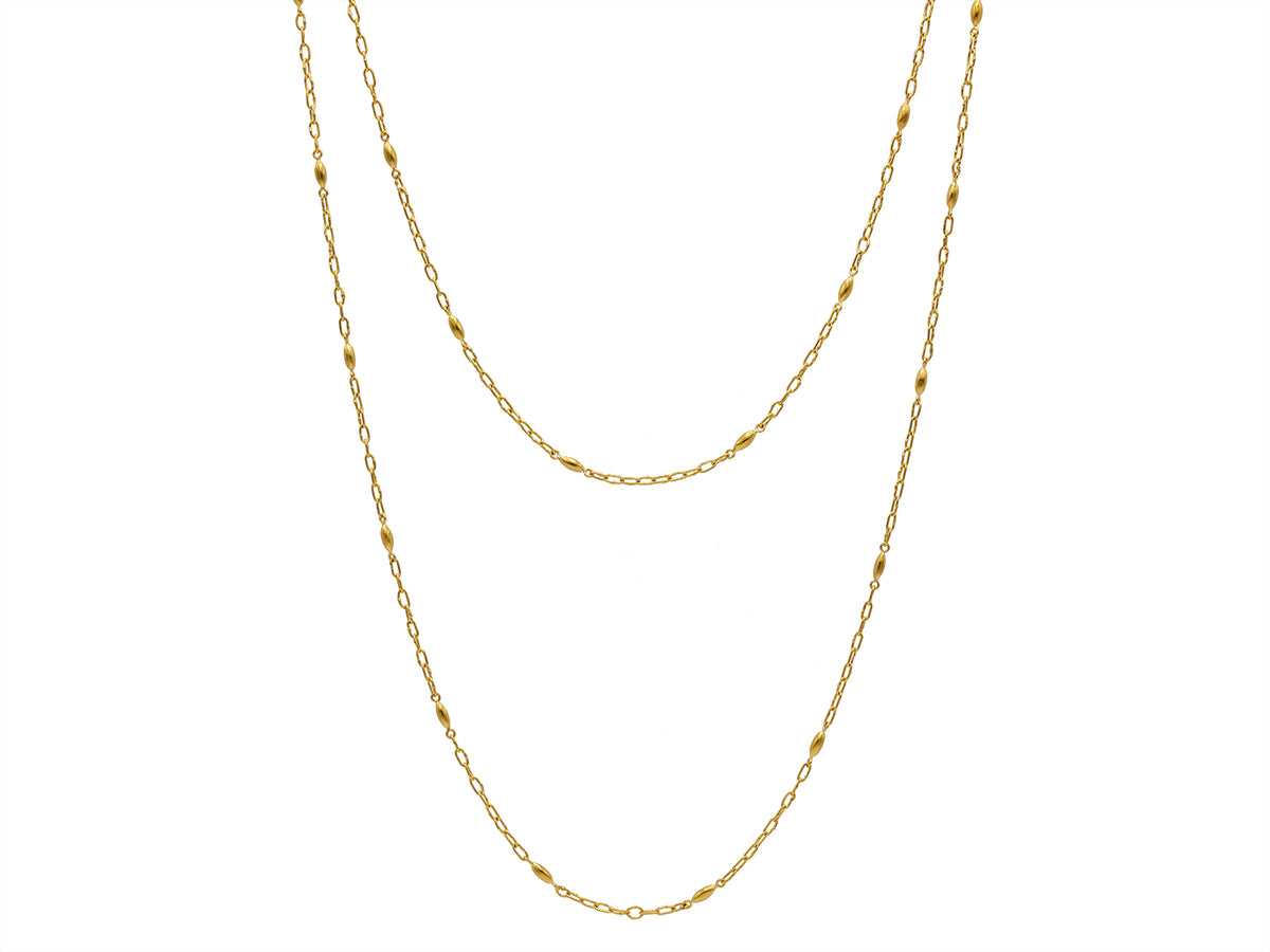 GURHAN, GURHAN Olive Gold Link  Necklace, Bead Stations, 47.5", with No Stone
