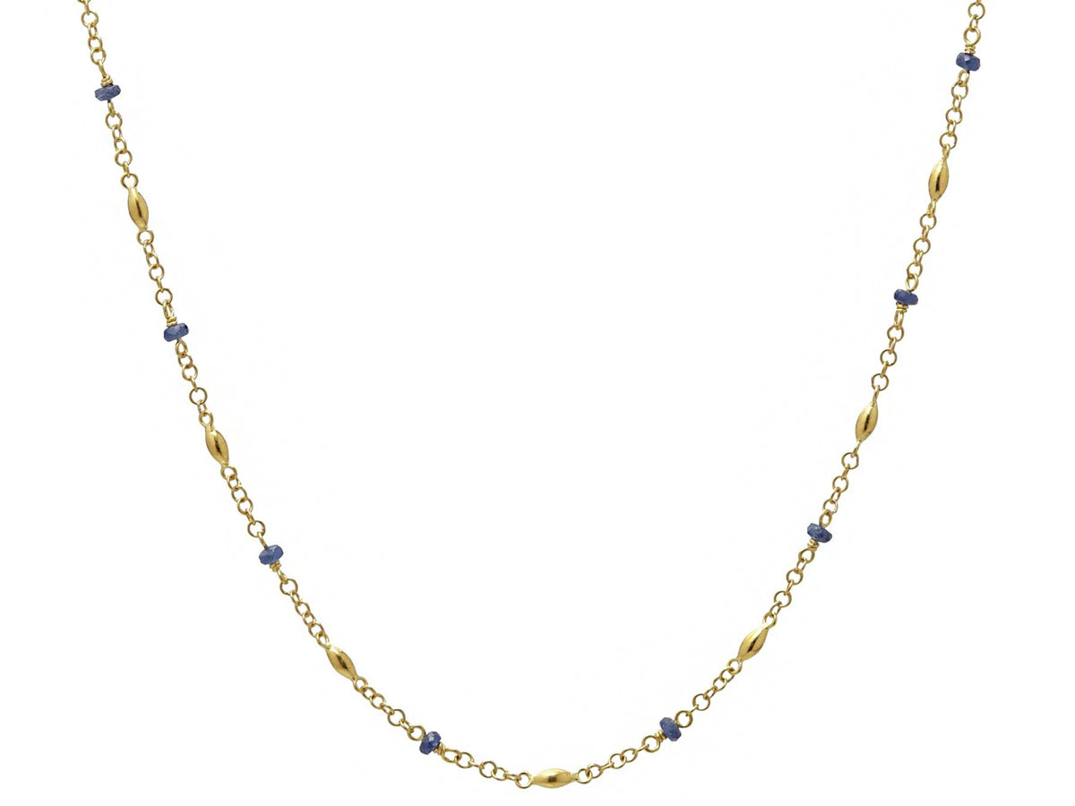 GURHAN, GURHAN Olive Gold Station  Necklace, Fine, with Sapphire