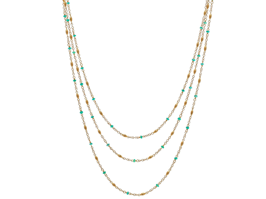 GURHAN, GURHAN Olive Gold Station Necklace, with Emerald