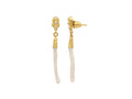 GURHAN, GURHAN Oyster Gold Single Drop Earrings, "Stick", Post Top, with Pearl and Diamond