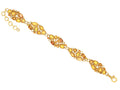 GURHAN, GURHAN Pointelle Gold All Around Statement Bracelet, Oval Clustered Links, with Mixed Orange Stones