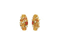 GURHAN, GURHAN Pointelle Gold Clip Post Stud Earrings, Mixed Cluster, with Mixed Orange Stones