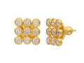 GURHAN, GURHAN Pointelle Gold Post Stud Earrings, Large Square Grid, with Diamond