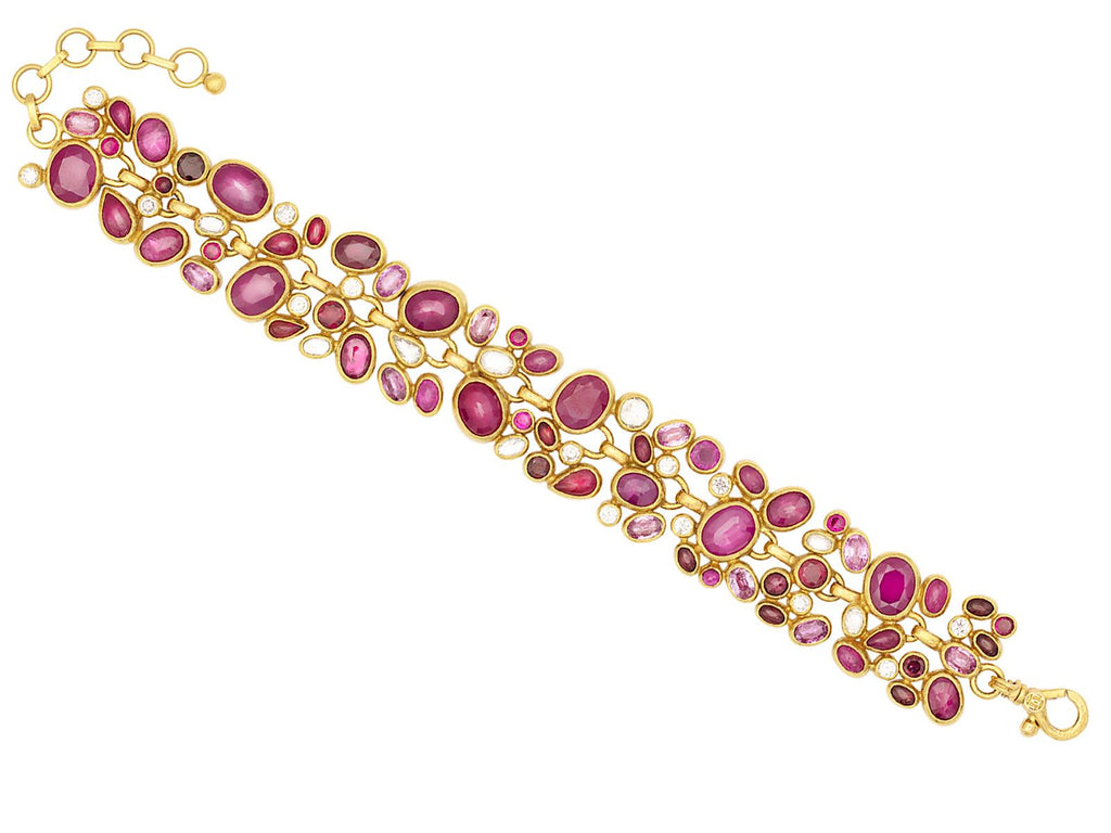 GURHAN, GURHAN Pointelle Gold Mixed Stone All Around Single-Strand Bracelet, Clustered Mixed Shaped Stones