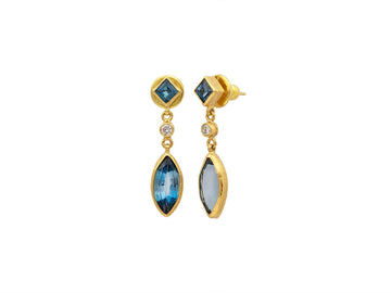 GURHAN, GURHAN Prism Gold Topaz Single Drop Earrings, 16x8mm Marquise