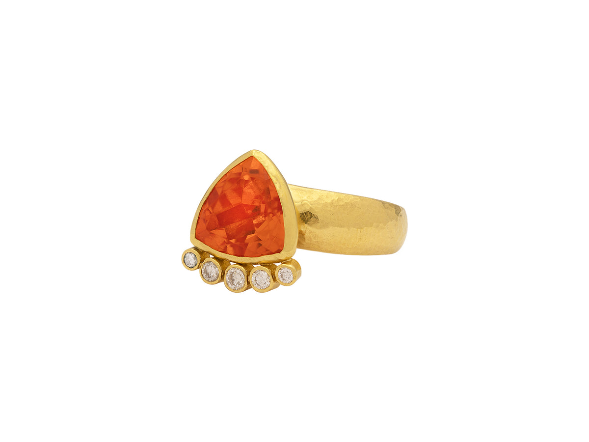 GURHAN, GURHAN Prism Gold Stone Cocktail Ring, 12mm Triangle, with Mexican Opal and Diamond