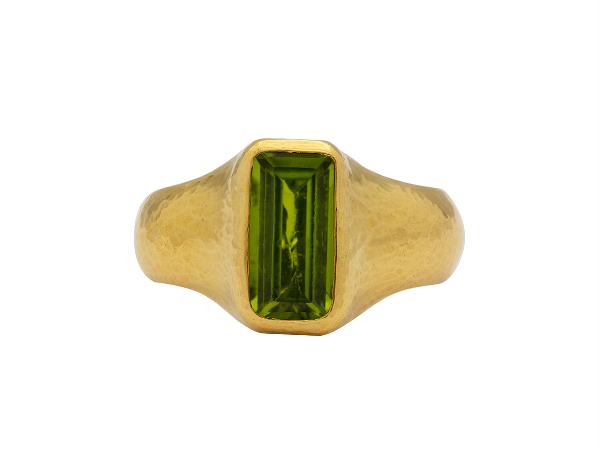 GURHAN, GURHAN Prism Gold Stone Cocktail Ring, 12x6mm Rectangle with Graduated Band, with Peridot