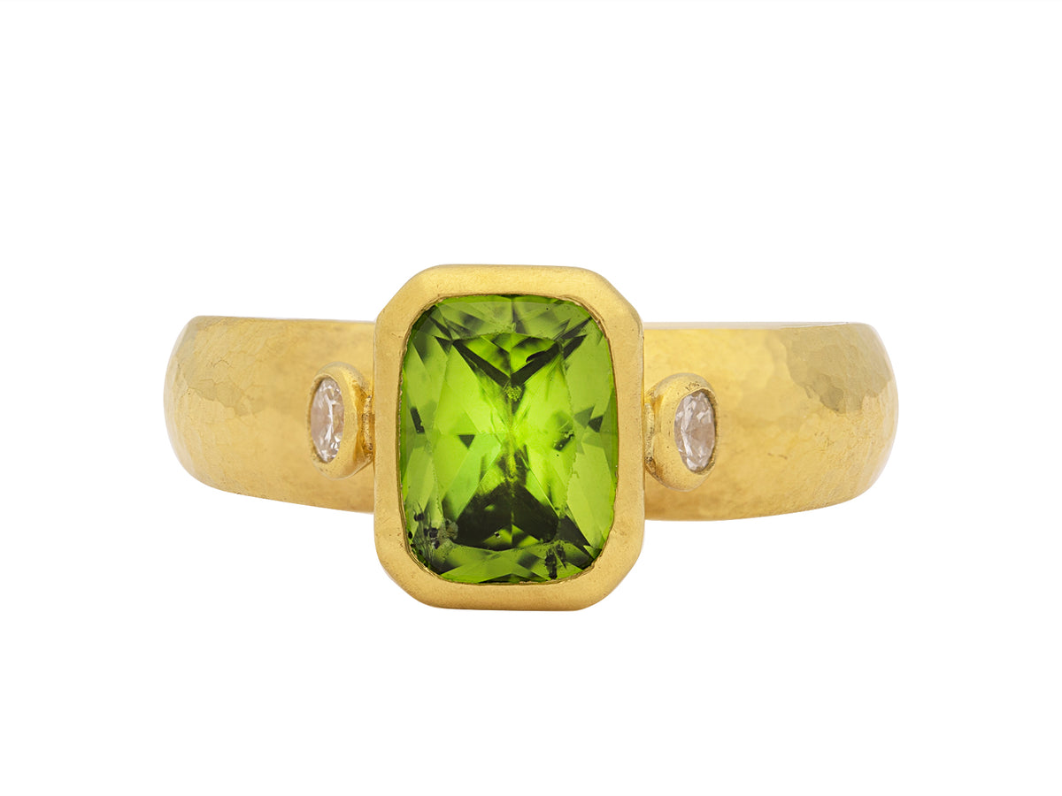 GURHAN, GURHAN Prism Gold Stone Cocktail Ring, 9x7mm Rectangle, with Peridot and Diamond