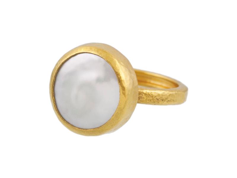 GURHAN, GURHAN Oyster Gold Stone Ring,  with Pearl