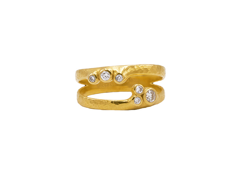 GURHAN, GURHAN Pointelle Gold Band Ring, Wide, Diamond